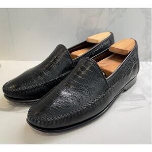 Johnston & Murphy Croc Embossed Leather Loafers Mens 10 Slip On Dress Office